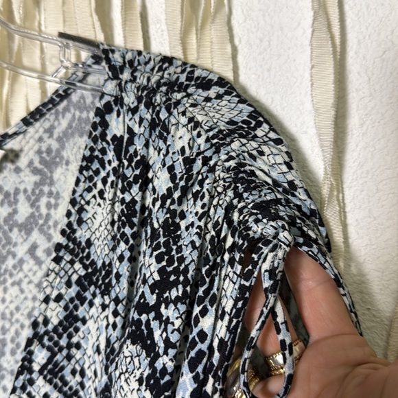 Proenza Schouler | White Label Black Blue Snak Print Button Front Midi Dress 12 - Picture 4 of 12